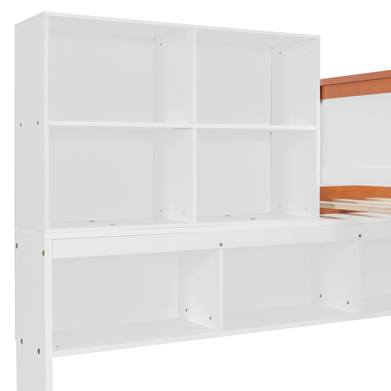 Twin Over Full Storage Bunk Bed With Drawers, Bookcase And Armoire
