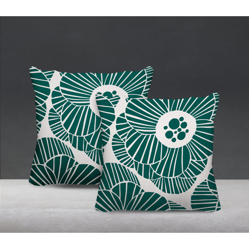 Housse et insert de coussin décoratif intérieur / extérieur en mélange de polyester, L 19 po x H 19 po, Émeraude