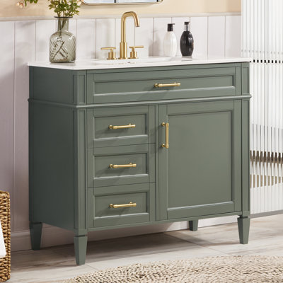 Meuble-lavabo en bois massif 36 po