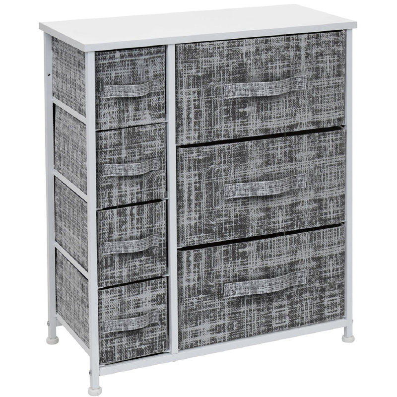 Commode 7 tiroirs - Gris / blanc, Blanc / gris