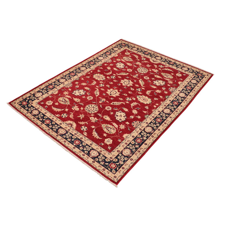 Tapis rouge / beige en laine Baccio