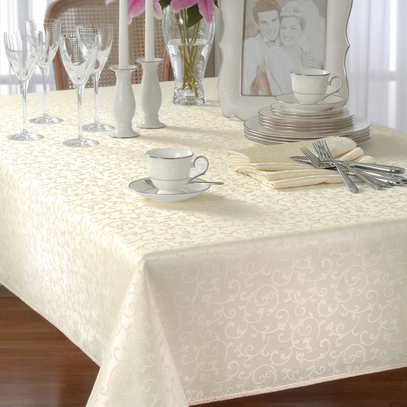 Lenox Opal Innocence Tablecloth, 102" L x 60" W, Ivory