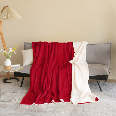 Diya Soft Sherpa Fleece Fur Thick Dual Sided Flannel Reversible Blanket Throw