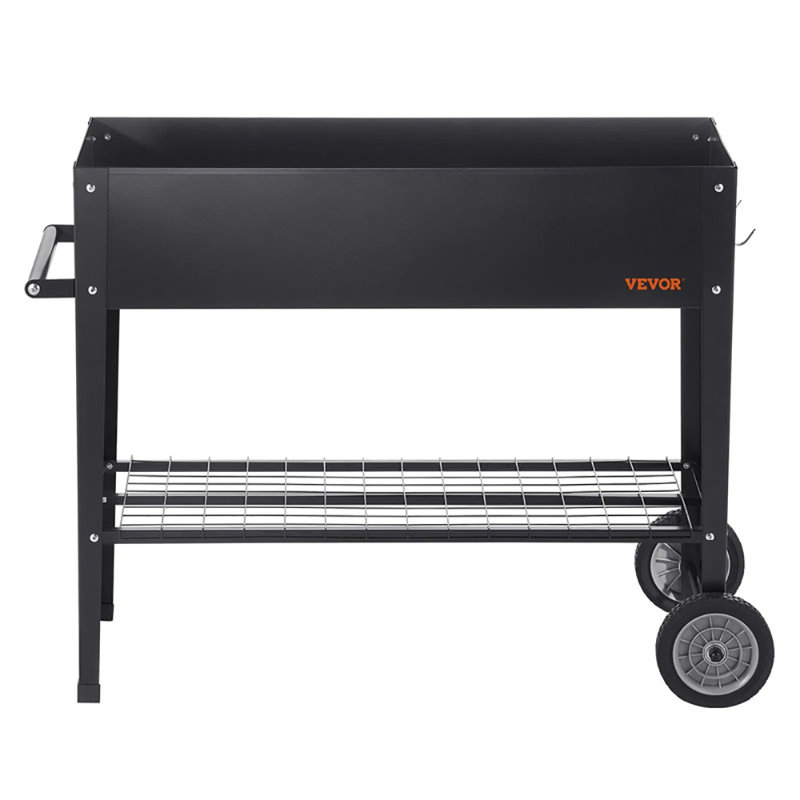 Lit de jardin surélevé noir, bac à fleurs en métal galvanisé de 42,5 po x 19,5 po x 31,5 po (31,97 lb), surélevé avec des pieds (2 roues) - idéal pour la cour / jardin / patio / balcon, acier inoxydable de 0,8 mm, trous de bonde supplémentaires , Comprend les étiquettes / gants / outils / sac