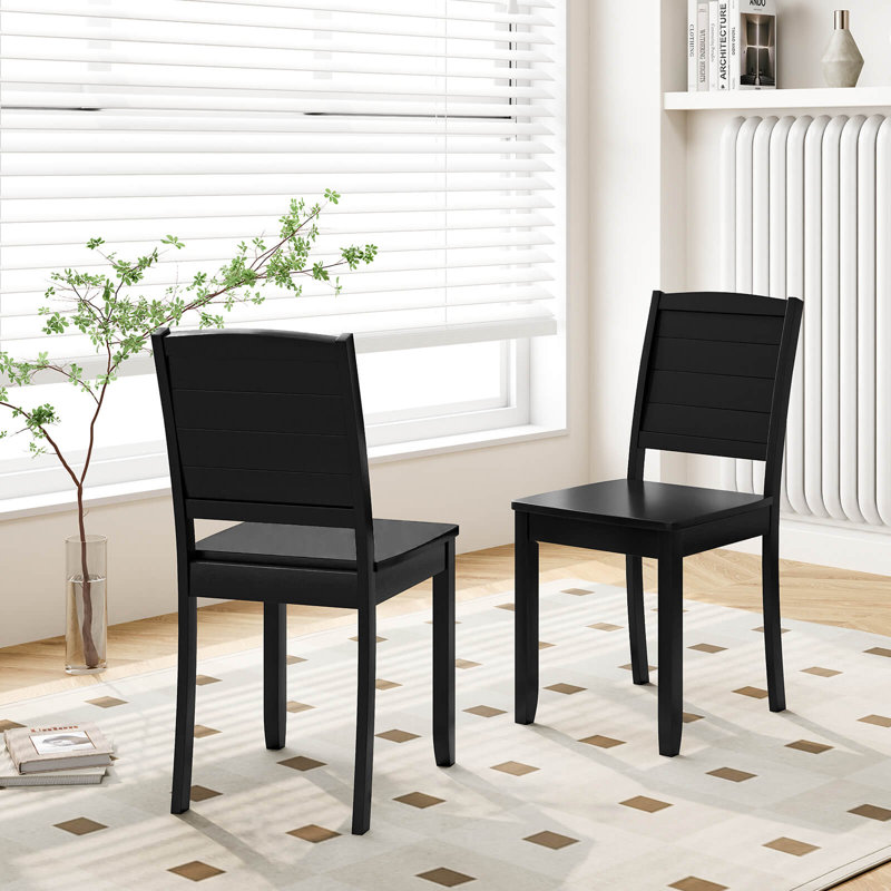 Lark Manor™ Armless Wood Dining Chair Set Of 2 With Rubber Wood Legs Curved Backrest Kitchen, Black