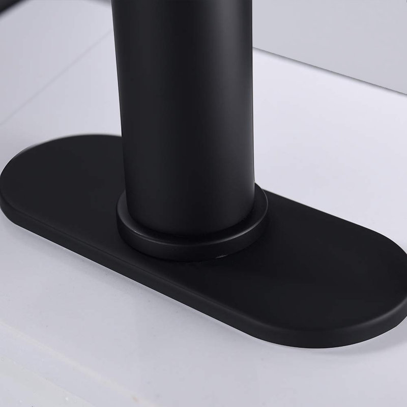 Modern Single Hole Bathroom Faucet with Drain Assembly, Single Handle Vanity Sink Faucet with Waterfall Spout and Hot Cold Water Control