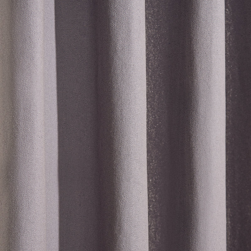 100% Cotton Solid Color Semi Sheer Curtain Panels, 52" W x 63" L, Gray