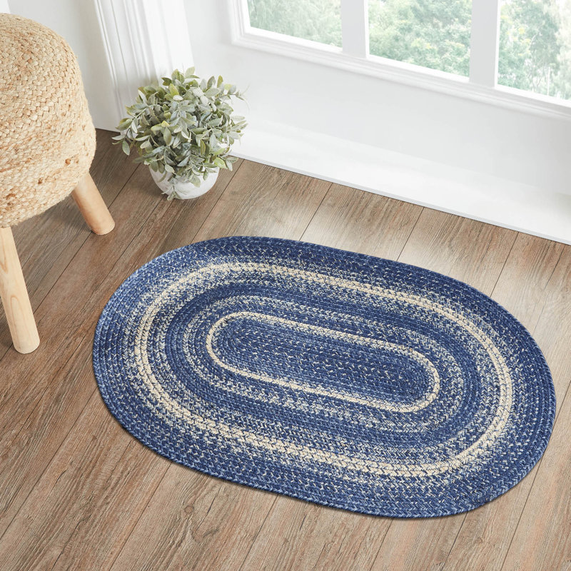 Tapis bleu tressé Birt Whistle, Ovale 2 pi x 3 pi