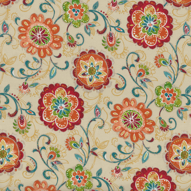 Bright Floral Beige and Multicolor Outdoor Throw Pillow Set