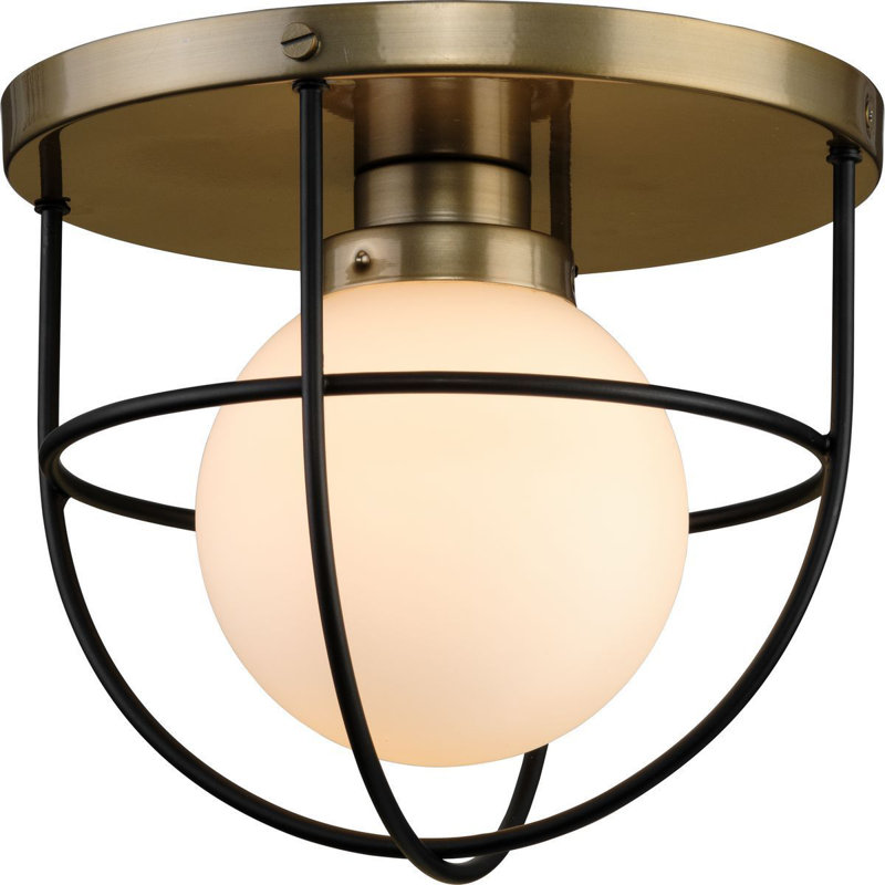 Avec 10.125 in. 1-Light Champagne Bronze Luxe Industrial Flush Mount