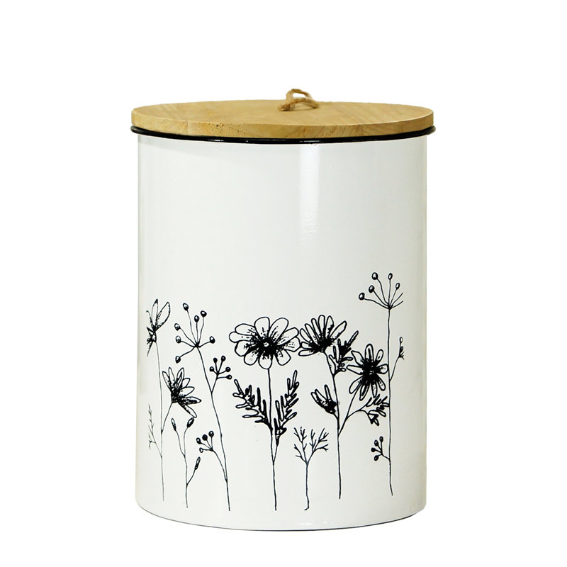 Pot de fleurs en métal blanc avec couvercle 10,5 po