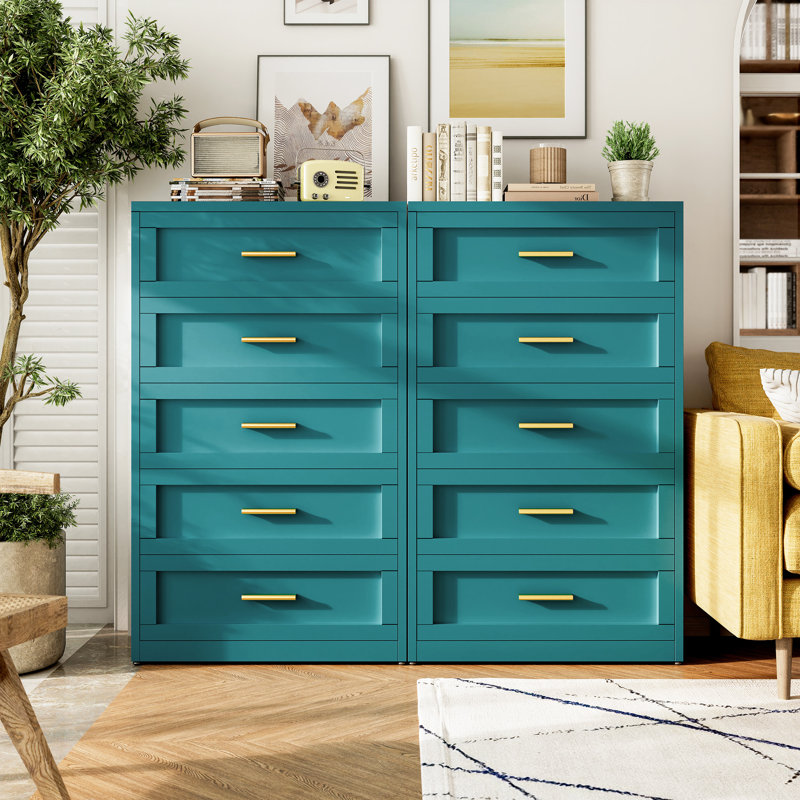  Metal 5-drawer Dressing Table, Blue