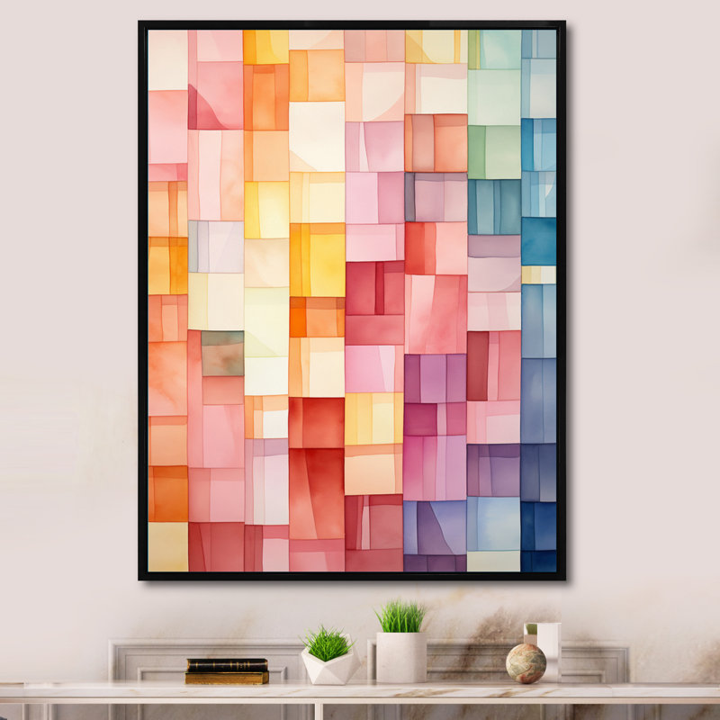 Hardedge Pastel Symetry I - Art abstrait sur toile FL72677, Noir, H 32 po x l 24 po x P 1 po