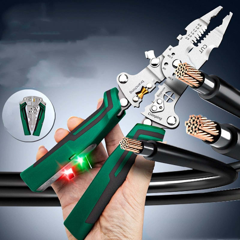 cable stripping pliers Multi Functional Cable Stripping Pliers With Measuring Pen And Folding Stripping Pliers Multi-Function Foldable Stripper With Voltage Tester