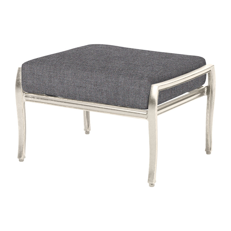 Edge Outdoor Ottoman, Cast Slate Sunbrella® Plainweave, Midnight Gold