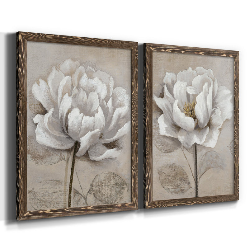 "Soft White I" 2-Piece Painting Print Set, 32" H x 48" W, Wrapped Canvas, No Frame