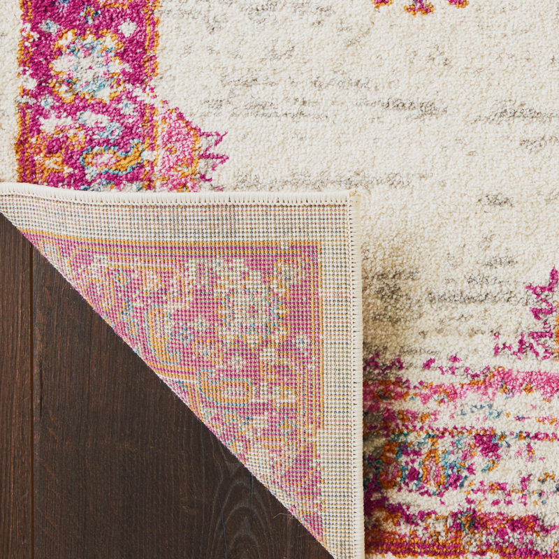 Tapis floral rose 9 pi x 12 pi tissé à la machine