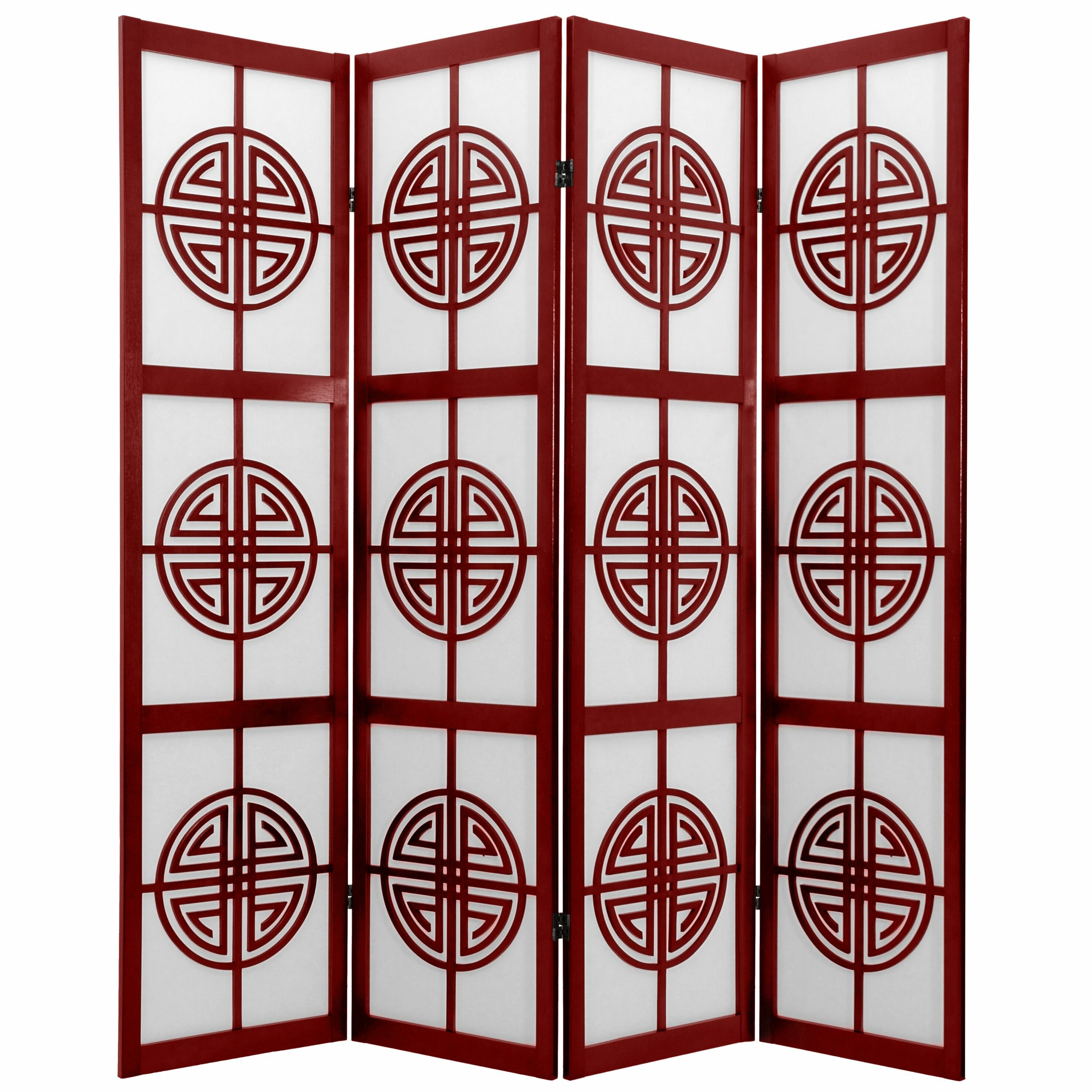 Oriental Furniture Tall Eudes Shoji Screen, Rosewood, 3 Panels