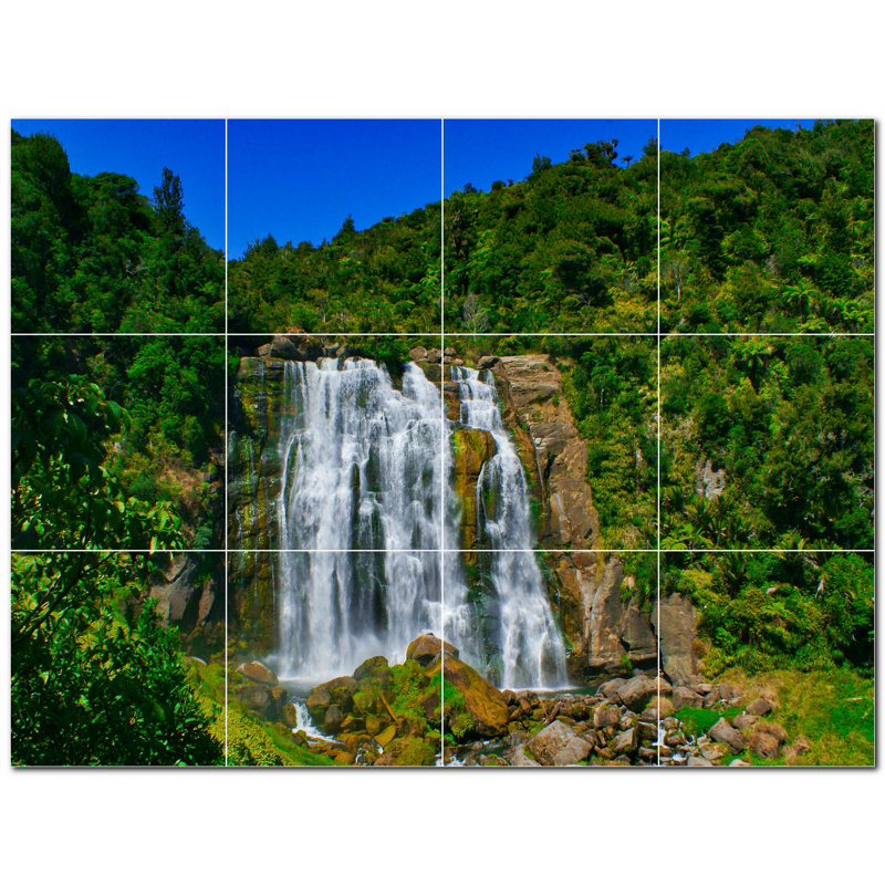 Murale en céramique satinée 4,25 po x 4,25 po Waterfalls Photo