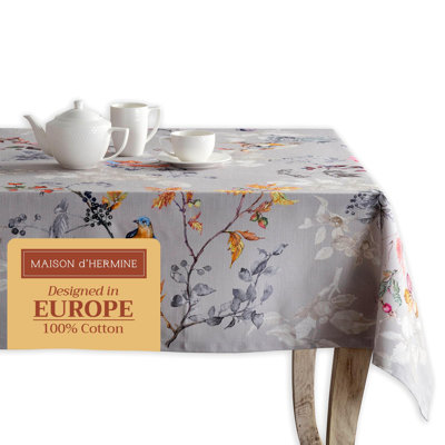 Maison d'Hermine Equinoxe - Grey 100% Cotton Tablecloth - 70" x 120"