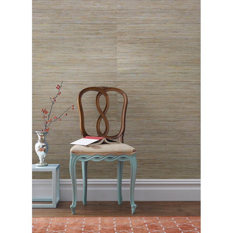 Jade Grasscloth 24' x 36" Gingham Wallpaper
