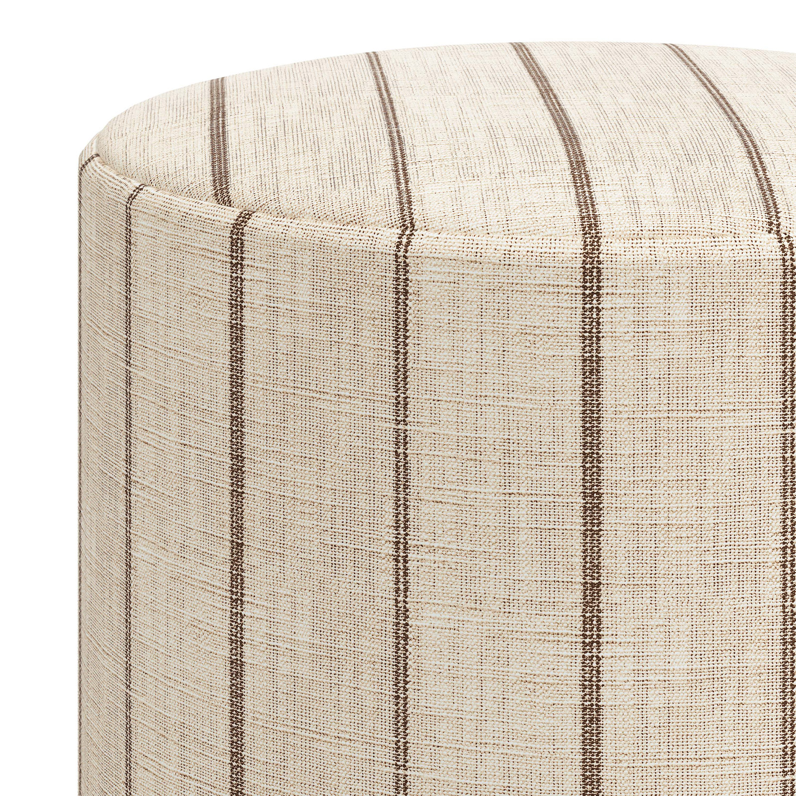 Epaulette Upholstered Ottoman, Fritz Charcoal Stripe