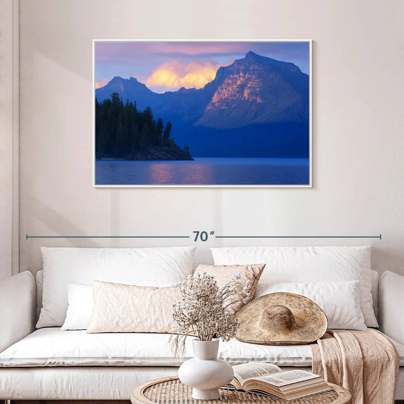 Scène de montagne du lac Mcdonald, Cadre flottant blanc, 43 po x 29 po