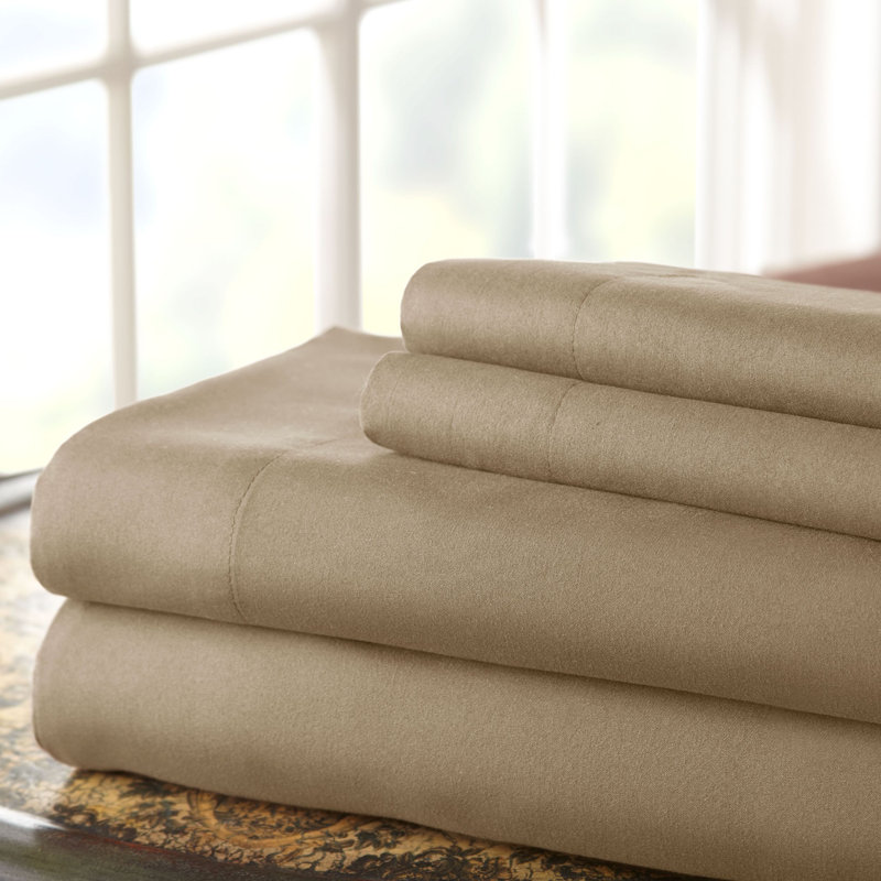 Lanester Microfiber Machine Tufted Sheet Set, King, Taupe Gray