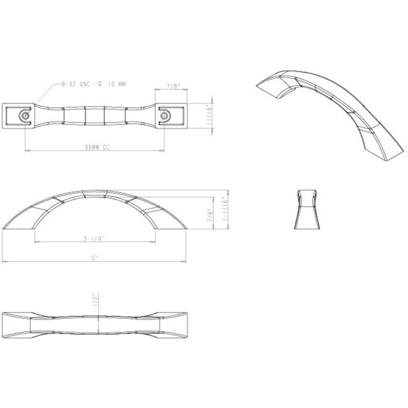 Philip Arch Pull, Brushed Pewter, 3 3/4"