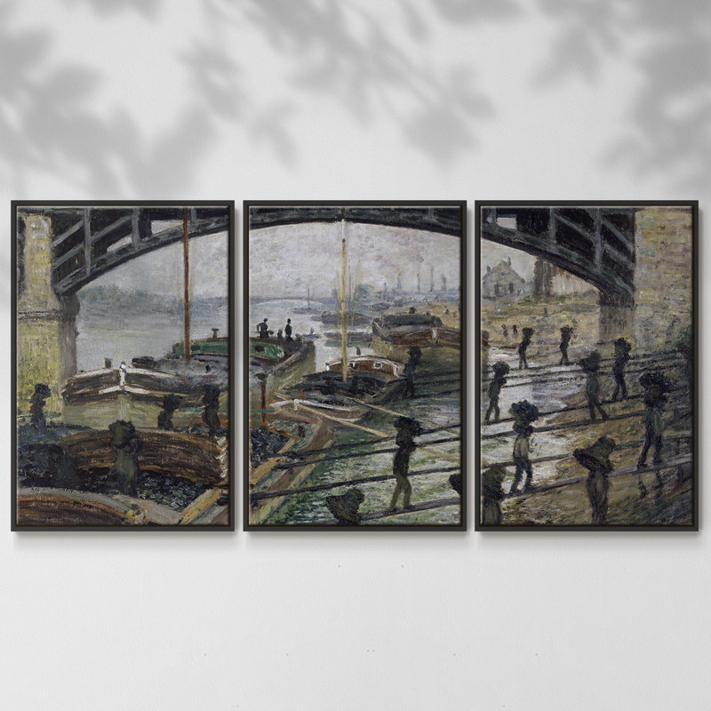 3 pièces Monet, H 40 po x l 78 po x P 2 po, Noir