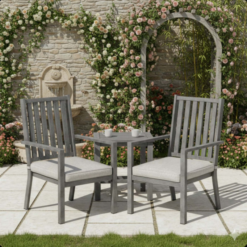 Ensemble de 2 chaises de patio en aluminium toutes saisons avec coussins et structure épais, 2, Gris