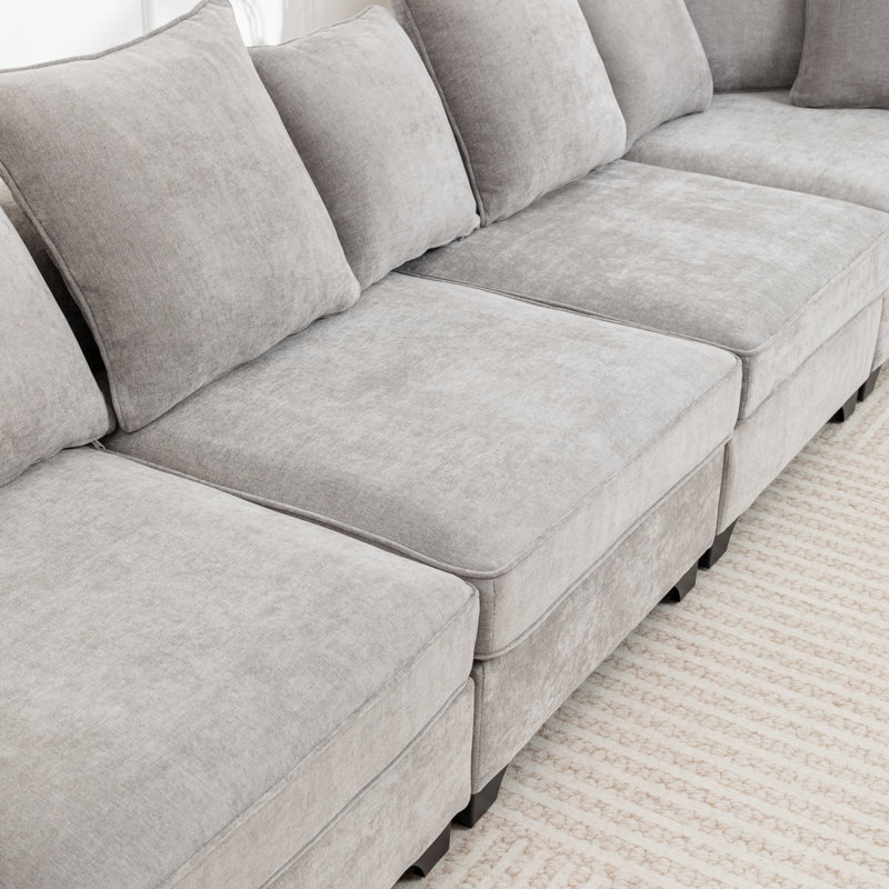 Canapé modulaire rembourré 4 pièces Bennett, Gris