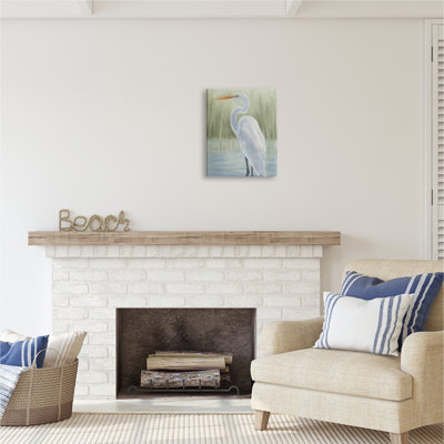 "Stupell Industries Egret on Marsh", art mural sur toile par Grace Popp