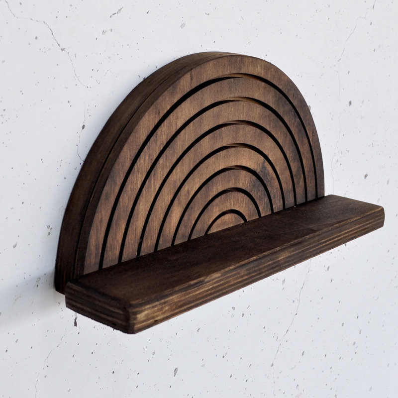 100% Plywood Half Round Wall Mounted Accent Shelf