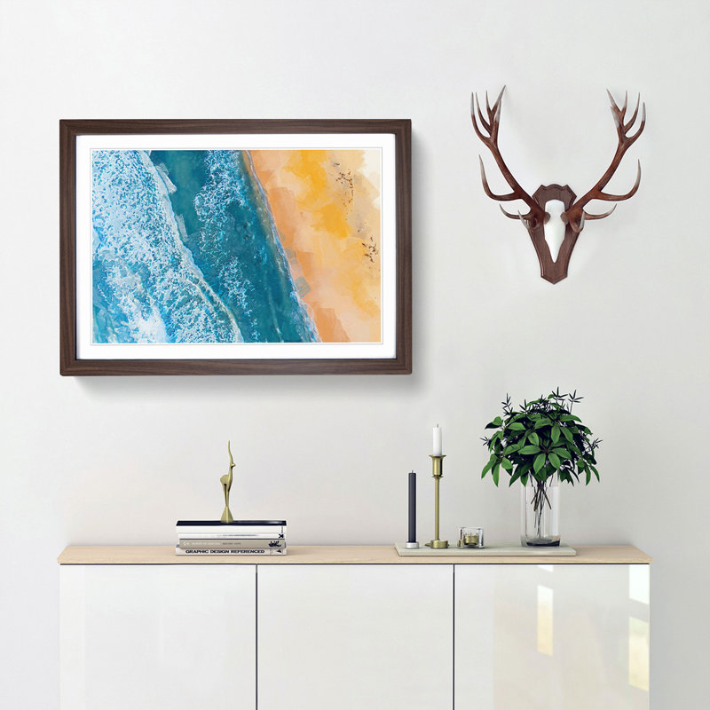 The Palm Coast in Florida in Abstract - Picture Frame Graphic Art Print, 48cm H x 65cm W x 2cm D, Walnut Framed