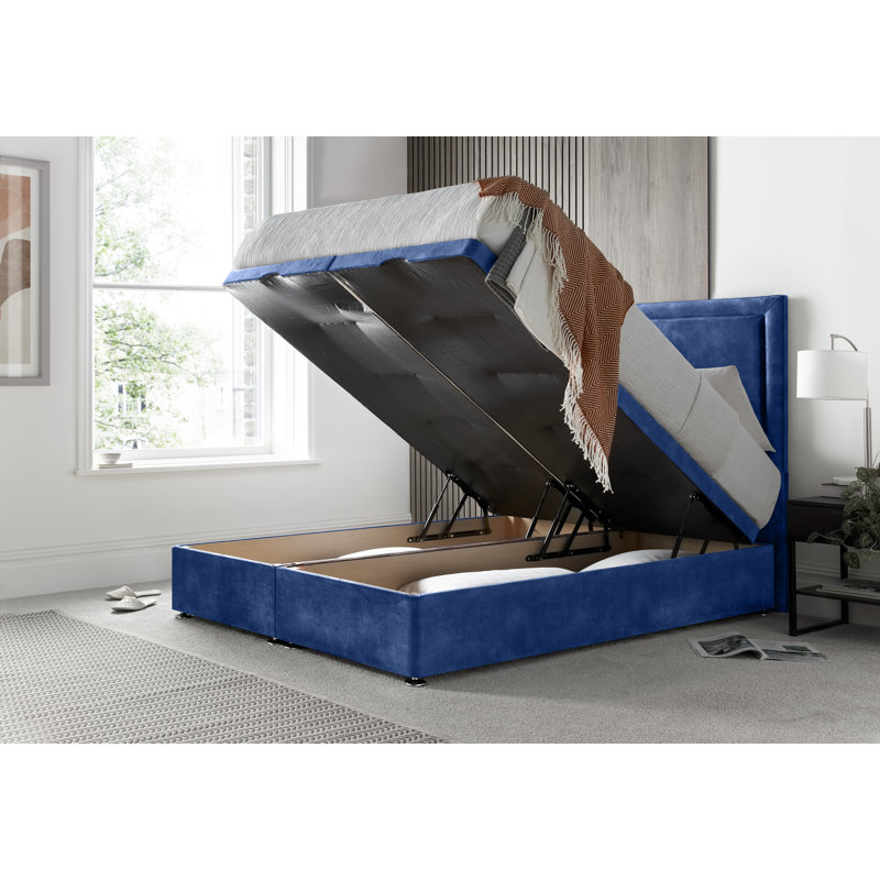 Regent Border Conistan Divan Ottoman with Floor Standing Headboard , Blue, Single (3')