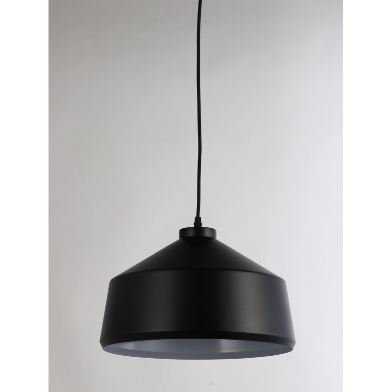 Luminaire suspendu conique 1 lumière Brantner, Noir