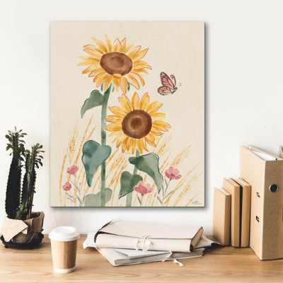 Art mural sur toile August Grove® «Sunflower Season V3 Bright» par Janelle Penner