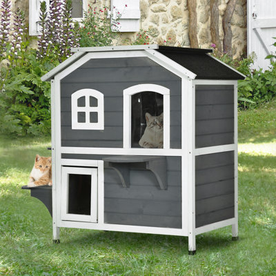 Enclos d'extérieur pour chat 2 étages Pawhut