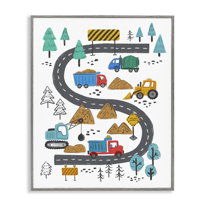 "Construction Engins Road", estampe numérique par Jim Baldwin, Estampe numérique Farmhouse, H 30 po x l 24 po