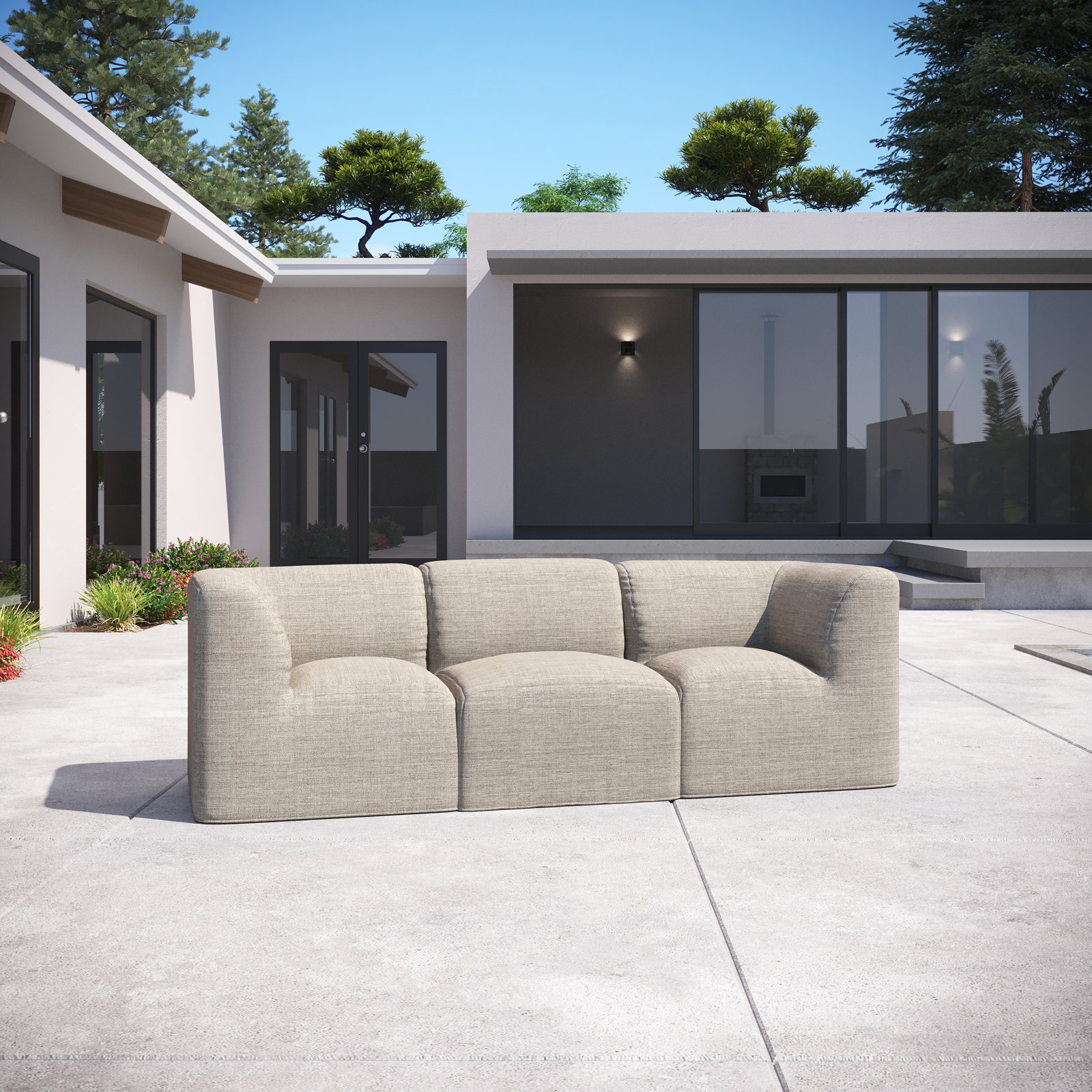Praia 3-Person Sunbrella® Patio Seating Group, Cast Silver Sunbrella®