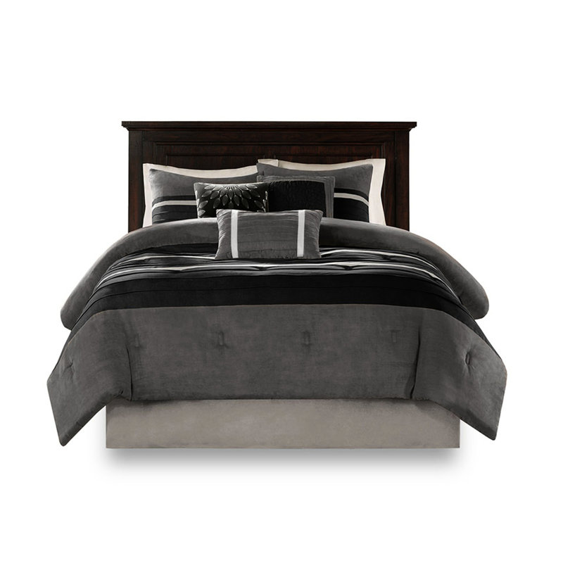 7 pièces en faux suède noir pour grand lit, élégants coussins décoratifs pour grand lit, élégance, Noir