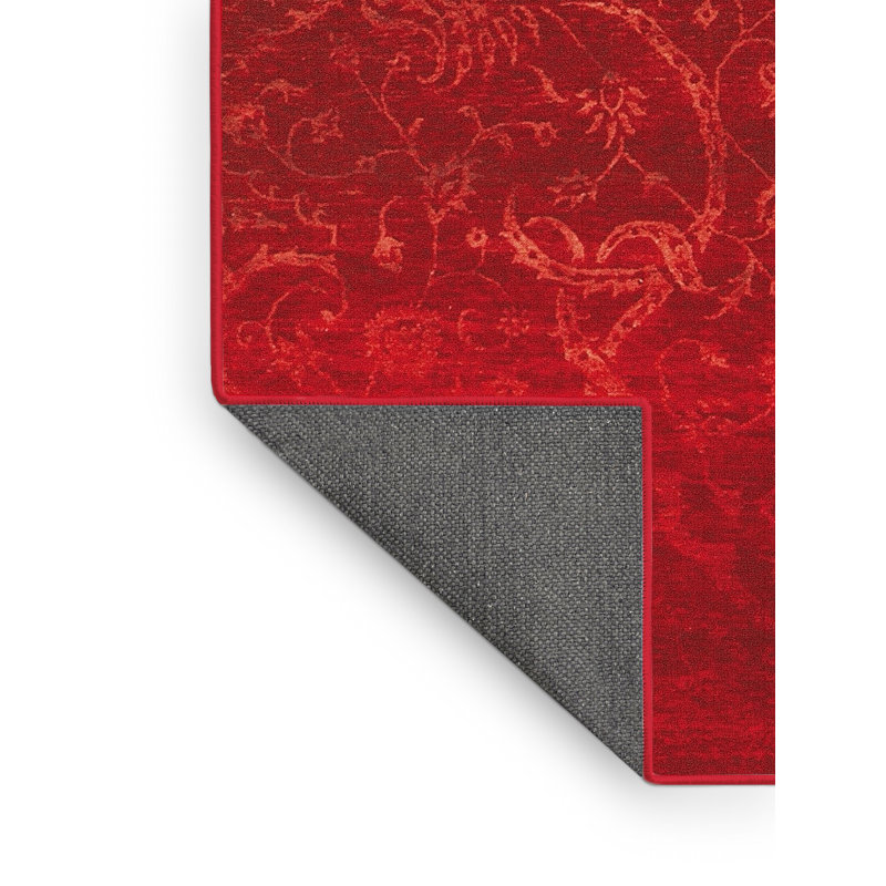 Tapis rouge à motif floral, Rectangle 8 pi x 10 pi