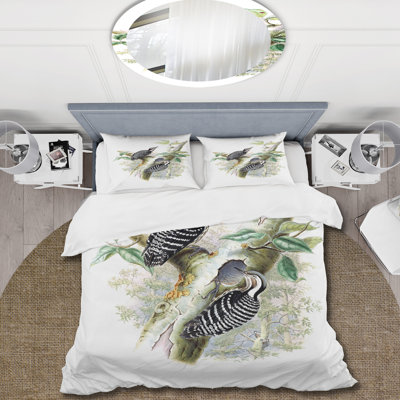 Vintage Birds In The Wild V - Traditional Duvet Cover Set - Microfiber Polyester