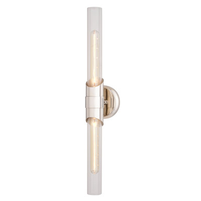 Luminaire de salle de bain contemporain en nickel poli à 4 lumières de 4,75 po de largeur Webster, abat-jour en verre transparent, à intensité variable, compatible avec les DEL, applique murale au-dessus du miroir ou applique murale en acier