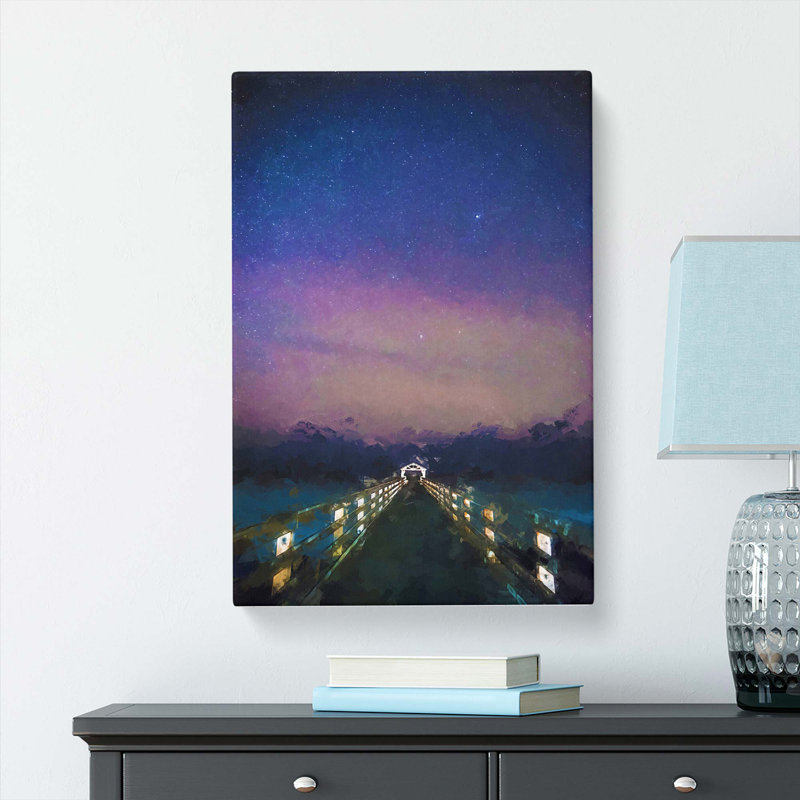 Walk The Pier To The Milky Way In Abstract - Wrapped Canvas Print, 91cm H x 60cm W x 3cm D