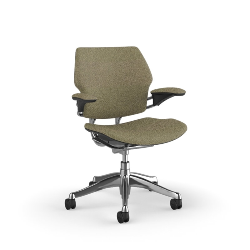 Freedom Ergonomic Task Chair - Coda, Polished Aluminum with Graphite Trim, Standard Duron Arms with Textile, Sage - 0222