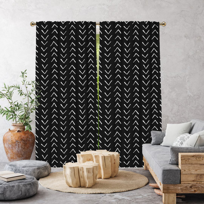 Bohemian Room Lined Single Panel Curtain, 140cm Width x 225cm Drop, Black