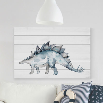 'Spiked Dinosaur' Print On White Wood