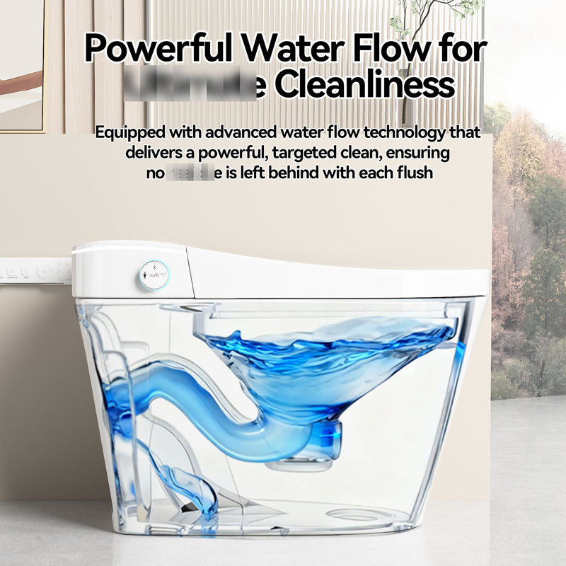 Intelligent Bidet Toilet With Auto Open Seat, Siphonic Jet For Waste Removal, Warm Air Drying And Led Display, White Ceramic Smart Integrated Bidet, Hands - Open/Close Function, Flushing, Water